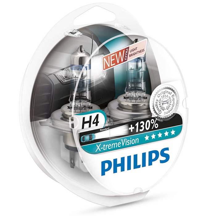 Philips H4 X-treme Vision 472 130% more brightness 12342XV+S2 Car Headlamp Set 